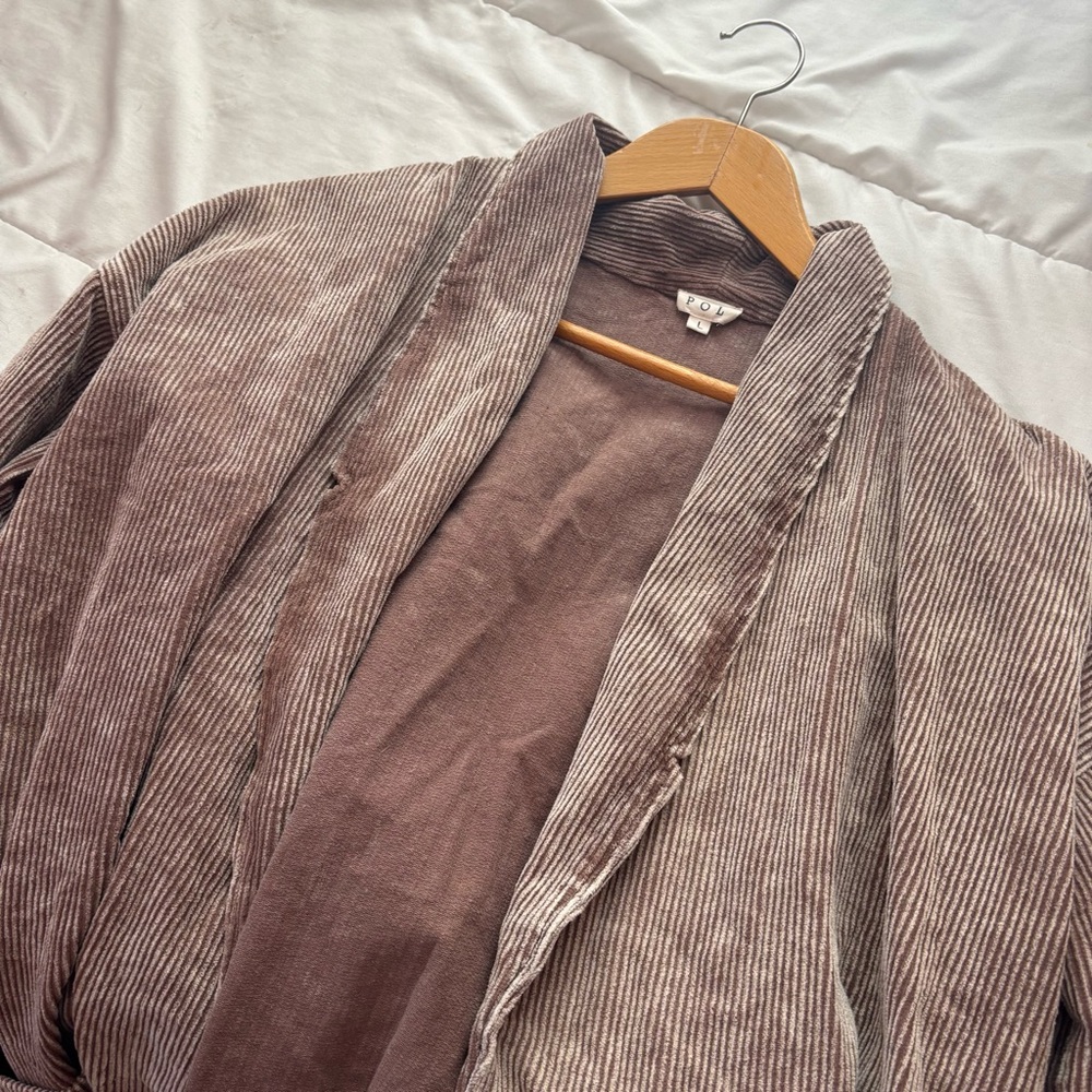 POL Oversized Open Raw Hem Corduroy Blazer Size Large - Picture 4 of 13